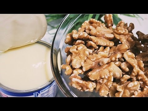 Whisk the condensed milk with nuts! Dessert in a minute, you will be surprised! Do not bake!