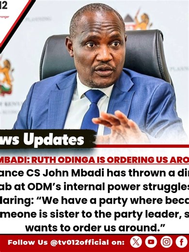 CS Mbadi Slams Ruth Odinga's Authority in ODM