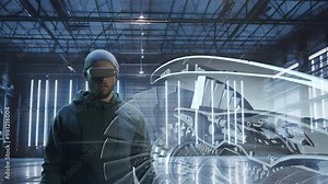 Technician Testing Engine Durability Using VR Tools Advanced Engineering Simulation