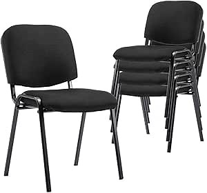 Stackable Black Office Chairs Armless Conference Room Chairs 5 Pack Mesh Reception Desk Chair for Meeting/Events/Hall/Training/Waiting Room