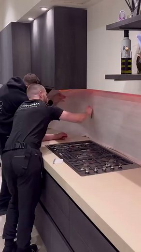 KITCHEN VINYL WRAP 🌊 #kitchenwrap #kitchenwrapping #homedecor #kitchendesign #smallbusiness #asmr | FLOWRAP