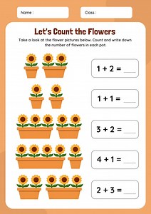 Sunflower Addition Math Worksheet for Kids, Preschool & Kindergarten Math Printable, Counting Flowers, Early Learning Digital Download - Etsy Canada