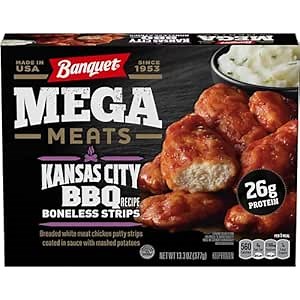 Banquet Mega Meats KC BBQ Recipe Chicken Strips With Mashed Potatoes, Frozen, 13.3 oz