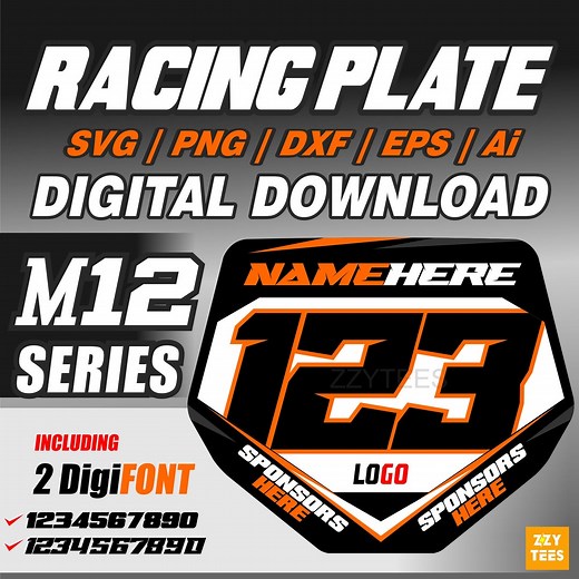 Editable Motocross Racing Plate Template | Custom Number Plate SVG | Cricut Digital Vector Files | MX Design PNG | Commercial - Etsy