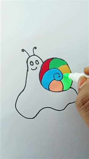 Cute Snail Drawing & Coloring | Easy Snail Art for Kids #shorts | ShubhiArtsTV