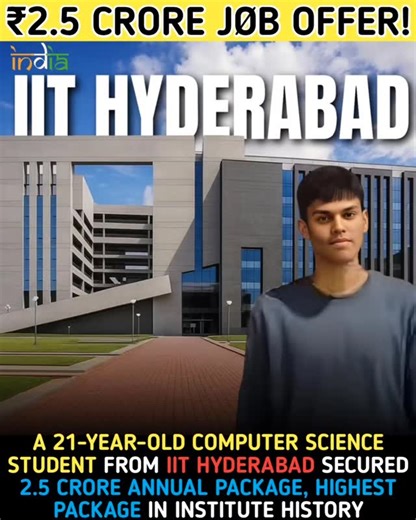 indialast24x7 on Instagram: "A 21-year-old computer science student from the institute has secured a Rs 2.5 crore annual package, the highest ever offered to an IITH graduate since the campus was set up in 2008. The offer has gone to Edward Nathan Varghese, a final-year BTech student in computer science engineering, who will join global trading firm Optiver as a software engineer."