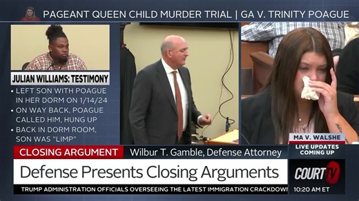 Wilbur Gamble presents the defense's closing in Trinity Poague's murder trial, saying 'you don't know for sure when (J.D.'s) trauma occurred. | COURT TV