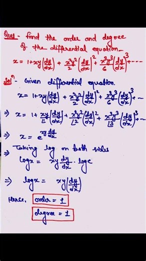 Order and Degree of differential equations class 12 | shortcut tricks PYQs
