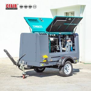 [Hot Item] 185cfm Portable Mobile Movable Diesel Engine Screw Type Rotary Mine Air Compressor