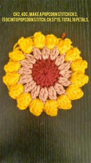 Sunflower Granny Square #crochet #handmade #pattern #handmadeseller