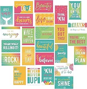 Canopy Street Motivational Quote Postcards / 25 Inspirational Postcards / 4" x 6" Encouraging Note Cards/Uplifting Bright Card Designs/Made In The USA