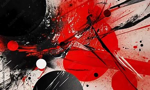 Dynamic abstract splashes with red and black with ai generated.