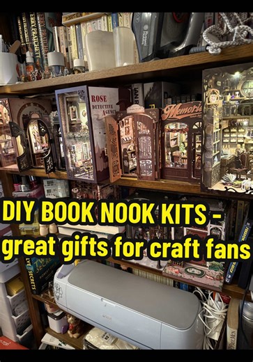 Replying to @CJPLAY12345 These DIY book nooks are such good craft sets. They all looks so good on my book shelf, and they each are a great gift for anyone who loves reading, loves crafting or to craft book nooks! #booknook #booknookdiy #diybooknook #booknookkit #miniatures