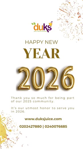 Dear Duks Family, words cannot describe what you mean to us. Thank you so much for being part of our 2025 community. It’s our utmost honor to serve you even better in 2026. _______ We’re taking our much needed break till 8th Jan, we’re back 9th Jan so we can serve you with full energy in 2026. ________ This is your best year yet and we feel only good things for you in 2026. We’re in this together. Thank you for the opportunity to serve you always. Happy New Year 🙌🏾🙌🏾