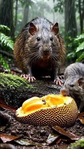 Mother Mouse Leads Her Babies to Find Fruits in the Rain Real Mouse Moments