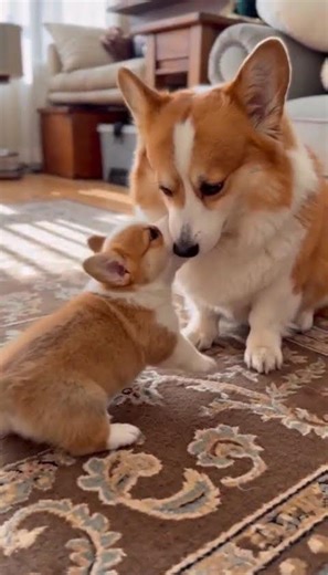 Tiny Corgi Puppy Gives Big Brother "Lickies" & Kisses! 🐾 #corgi #cute #pets #dog