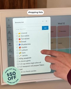 The all-in-one digital calendar that helps with scheduling, grocery shopping, meal planning, and more is only $269.99 during Amazon Prime Day. | Skylight Calendar