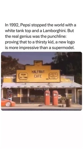 Iconic Adverts of all Time on Instagram: "If you love ads like this, Follow @iconiq.ads ❤️ so you don’t miss the next one, also check the link in my bio — I save the good stuff there. 😉 The 1992 Super Bowl commercial featuring Cindy Crawford is the gold standard for “Sex Sells” done right. Pepsi set up the ultimate visual hook—a dusty road, a red sports car, and the most famous model in the world—only to pull the rug out from under us with the punchline. The brilliance here is in the “Su