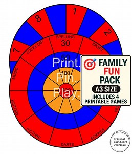 Printable Dartboard Games: Family Fun Pack (digital Download, A3 Overlay Games) - Etsy