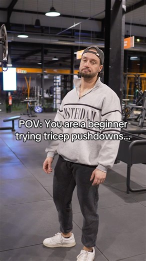 Rope pushdowns for bigger triceps, try this technique #gym #bodybuilding #fyp