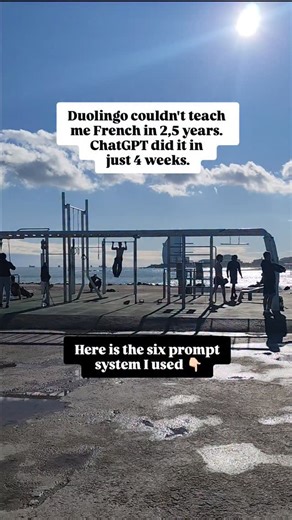 AI | Digital Marketing | Business Tips on Instagram: "Comment VAULT to get 300+ prompts in your DM Here’s the exact 6-Prompt System I used: Daily Lesson Builder “Act like a French tutor. Create a 20-min daily lesson with vocabulary, grammar, and practice exercises.” Conversation Partner “Chat with me in French as if we’re friends at a café. Correct mistakes and explain in English when needed.” Pronunciation Coach “Give me phonetic breakdowns of these French sentences, with tips to sound natural.
