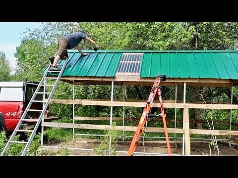 Getting the Roof on the New Goat Barn