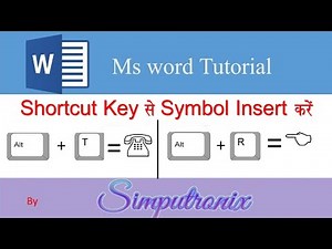 Shortcut Key for Symbols in Ms Word | Insert Symbol through Shortcut Key