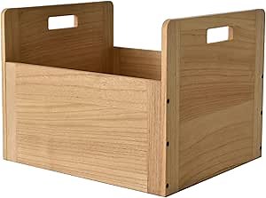 KIRIGEN Wooden Vinyl Record Storage Box Storage Crate Box for LP Hold Up to 80 Records Natural CDH-NA