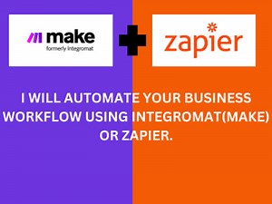 Integration and automation workflow with zapier and integromat or make