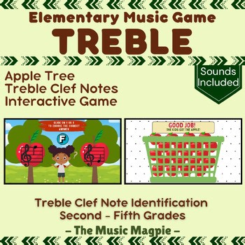 Treble Clef Notes Game | Elementary Music Fall Activity "Apple Tree"