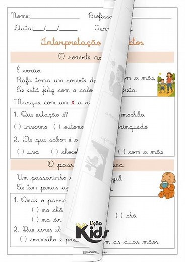 Interpretação de Textos 1º Ano #pedagogia #infantil