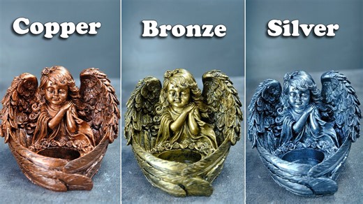 Realistic bronze copper silver effect dry brush technique