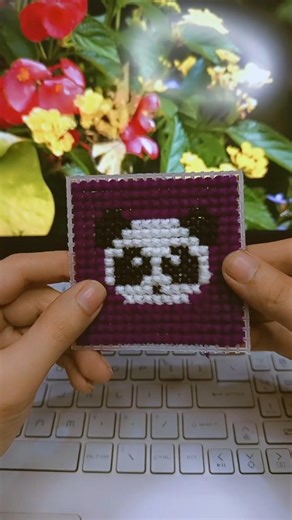 Crochet Cross Stitch Penguin on Plastic Canvas 🐧🧶 #plasticcanvas #crossstitch #shorts