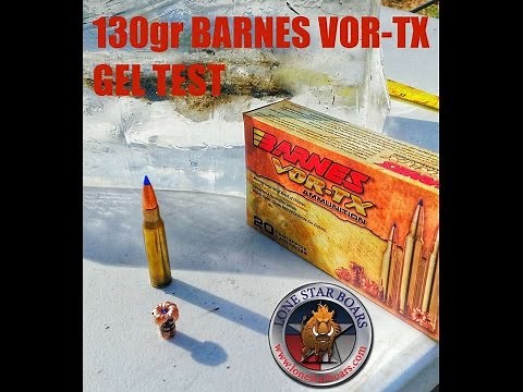 Barnes 308 win 130gr Vor-Tx Ballistic gel test.
