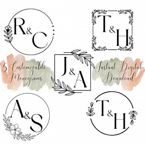Set of 5 Framed Monograms, Wedding Monograms, Couple Monograms, Engagement Monogram - Etsy