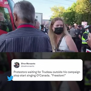 29K views · 1.6K reactions | Protestors while waiting for Trudeau to come outside of the campaign bus start singing O'Canada. In a short stop at a local restaurant in Newmarket, Ontario, dozens of protestors show up and heckle Trudeau. The crowd of protestors shouted out anti-vaccine passport slogans. Trudeau has announced a billion of federal funding dollars for any province that introduces a vaccine passport. Help us: FightVaccinePassports.com | Rebel News | Facebook