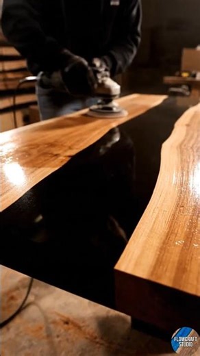 The Black Mirror Desk 🖤 #epoxy #diy #woodworking