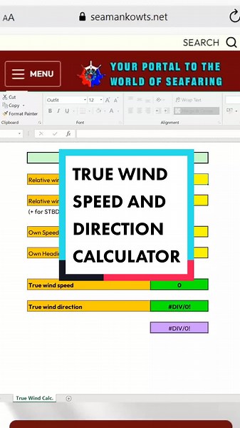 Calculate true wind speed and direction easily. Free to download. #maritime #seaman #deckofficer #marinoph #navigator