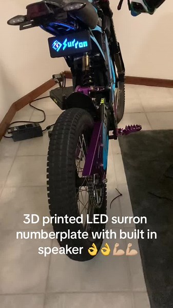 Custom 3D Printed LED Surron Numberplate with Built-in Speaker