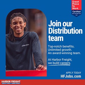 Harbor Freight is hiring at our Distribution Centers! Earn top-notch pay and excellent benefits. Apply now at HFJobs.com! | Careers at Harbor Freight Tools