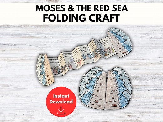 Moses Parting the Red Sea Bible Craft, Printable Bible Story Craft for Kids, Printable Parting the Red Sea Craft, Sunday School Activity - Etsy