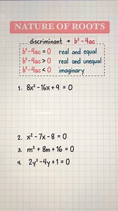 13K views · 193 reactions | Quadratic Equation - Nature of Roots #quadratic #mathlove #math #algebra #viralshorts #mathtutor #educationalcontent #education #fyp #learning #mathematics #mathtips | Math Love | Facebook