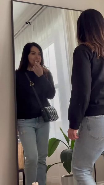 GLSLAND 71"x31" Full Length Mirror Extra Large Hanging or Leaning Rectangle Mirror Aluminum Alloy Thin Frame Bedroom Floor Dressing,Black