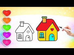 🏠🌈Beautiful Rainbow House Coloring Page for Kids | Learn Colors 🎨