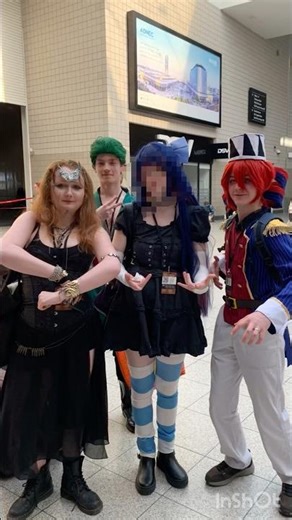 MCM London #comicon in my ciel phantomhive cosplay with Teto, zoro, stocking and a moon witch:3