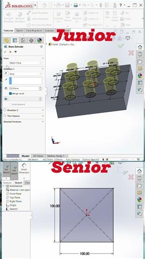 How to Use Linear Pattern in Solidwork|Solidwork Tips and Tricks #solidworks #youtubeshorts#viral