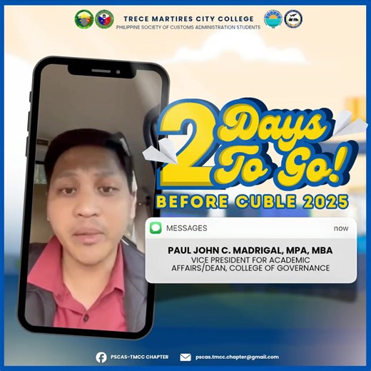 ⏳ 𝟮 𝗗𝗔𝗬𝗦 𝗧𝗢 𝗚𝗢❟ 𝗙𝗨𝗧𝗨𝗥𝗘 𝗟𝗖𝗕𝘀! The journey is reaching its peak—just 𝐓𝐖𝐎 𝐝𝐚𝐲𝐬 𝐥𝐞𝐟𝐭 before the 𝐂𝐮𝐬𝐭𝐨𝐦𝐬 𝐁𝐫𝐨𝐤𝐞𝐫 𝐋𝐢𝐜𝐞𝐧𝐬𝐮𝐫𝐞 𝐄𝐱𝐚𝐦𝐢𝐧𝐚𝐭𝐢𝐨𝐧 𝟐𝟎𝟐𝟓! ✍️✨ Today, we share a special message of encouragement from our esteemed 𝑽𝒊𝒄𝒆 𝑷𝒓𝒆𝒔𝒊𝒅𝒆𝒏𝒕 𝒇𝒐𝒓 𝑨𝒄𝒂𝒅𝒆𝒎𝒊𝒄 𝑨𝒇𝒇𝒂𝒊𝒓𝒔 𝒂𝒏𝒅 𝑫𝒆𝒂𝒏 𝒐𝒇 𝒕𝒉𝒆 𝑪𝒐𝒍𝒍𝒆𝒈𝒆 𝒐𝒇 𝑮𝒐𝒗𝒆𝒓𝒏𝒂𝒏𝒄𝒆—𝐌𝐫. 𝐏𝐚𝐮𝐥 𝐉𝐨𝐡𝐧 𝐂. 𝐌𝐚𝐝𝐫𝐢𝐠𝐚𝐥, 𝐌𝐏𝐀, 𝐌𝐁𝐀. His words remind every CuBL