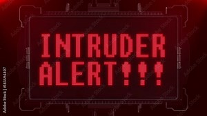 flashing red intruder alert warning word text on futuristic digital black lcd screen seamless loop animation - new quality techology colorful joyful vintage dynamic motion video footage