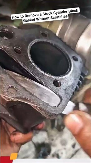 How to Remove a Stuck Cylinder Block Gasket Without Scratches #shortvideo #mechanic