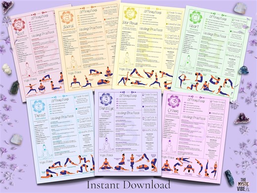 Seven Chakra Printable Guides: Seven Chakras, Yoga Poses, Gemstones, Foods, Essential Oils, Affirmations (instant Download) - Etsy